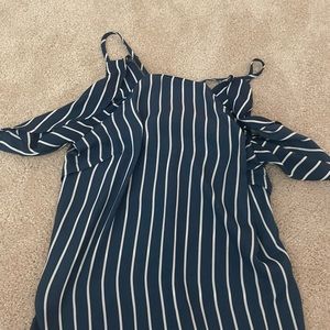 blue and white striped top